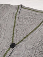 Oversize Star Embroidered Cable Knit Cardigan