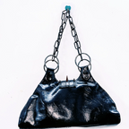 PU leather skull applique metal chain rivet handbag  | Festival Outfits Women