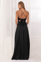Satin Square Neck High Split Bodycon Party Dress