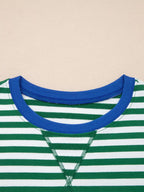 Stripe Boxy Tee and Drawstring Elastic Waist Shorts Set