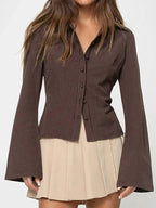 Stripe Print Long Sleeves Shirts