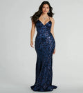 Saskia Lace-Up Mermaid Sequin Satin Formal Dress