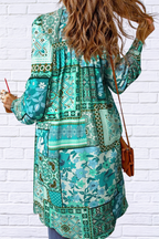 Printed Button Up Long Sleeve Top