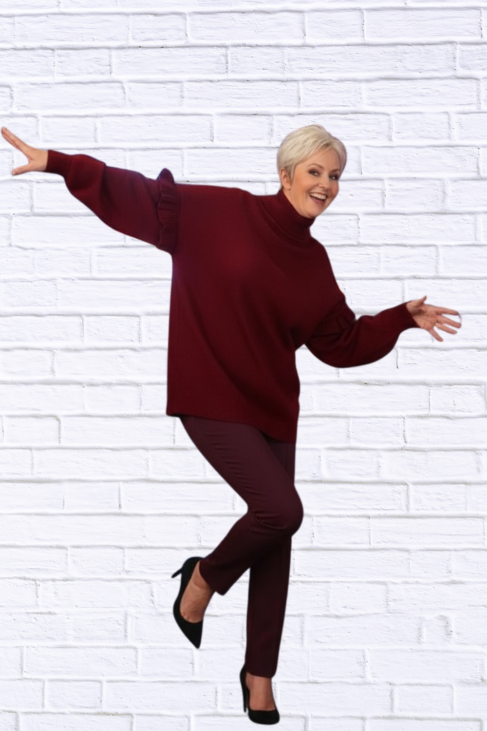 Turtleneck Dropped Shoulder Sweater _ Women__ Oversized Knit Pullover for Cozy Effortless Style