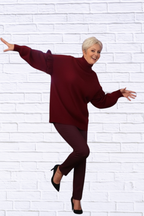 Turtleneck Dropped Shoulder Sweater _ Women__ Oversized Knit Pullover for Cozy Effortless Style