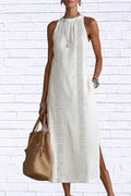 Sleeveless Side Slit Midi Dress | Elegant Women__ Style