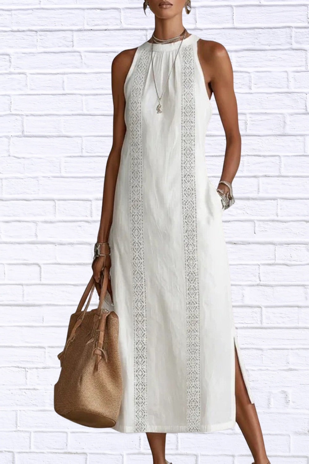 Sleeveless Side Slit Midi Dress | Elegant Women__ Style