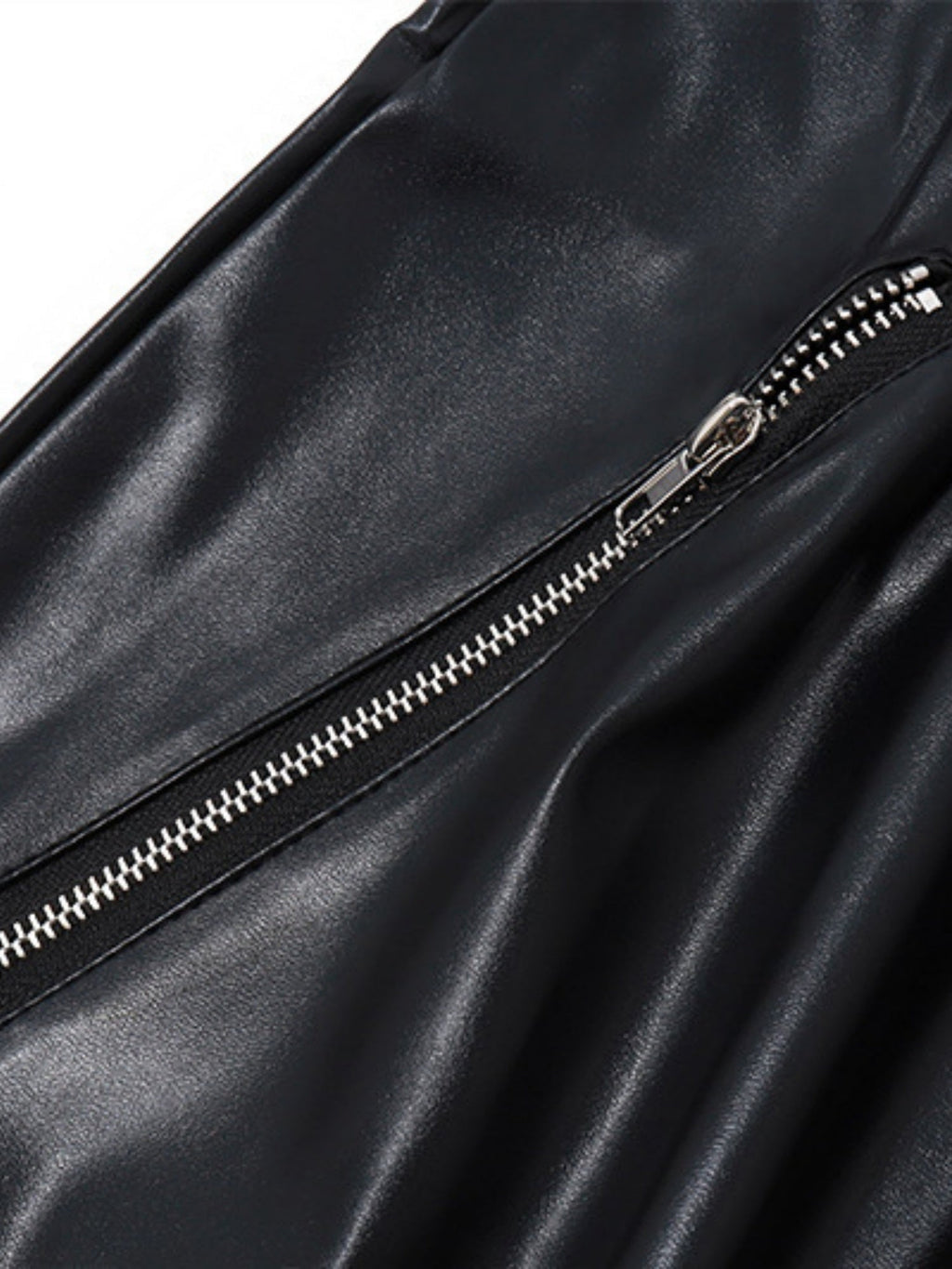 PU Leather Fold Zipper Buttons High-waisted Hip-hugging Skirts