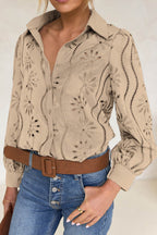 Hollow Out Puff Sleeve Blouse