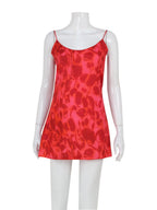 Printed Waist-cinching V-neck Camisole Mini&Short Dresses