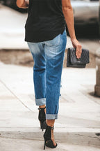 Pixie Rolled Hem Ripped Jeans