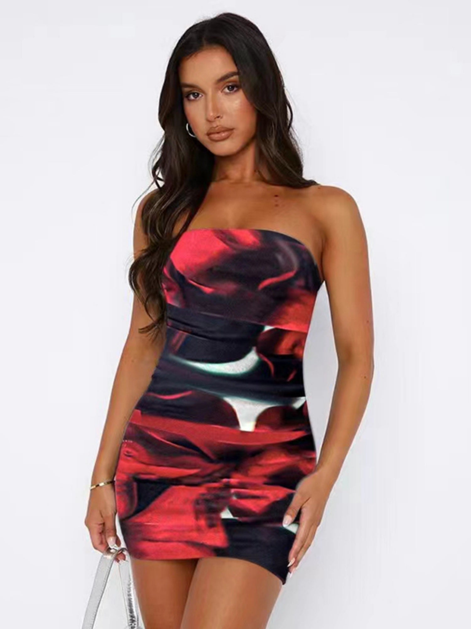Printed Strapless Bodycon Mini&Short Dresses