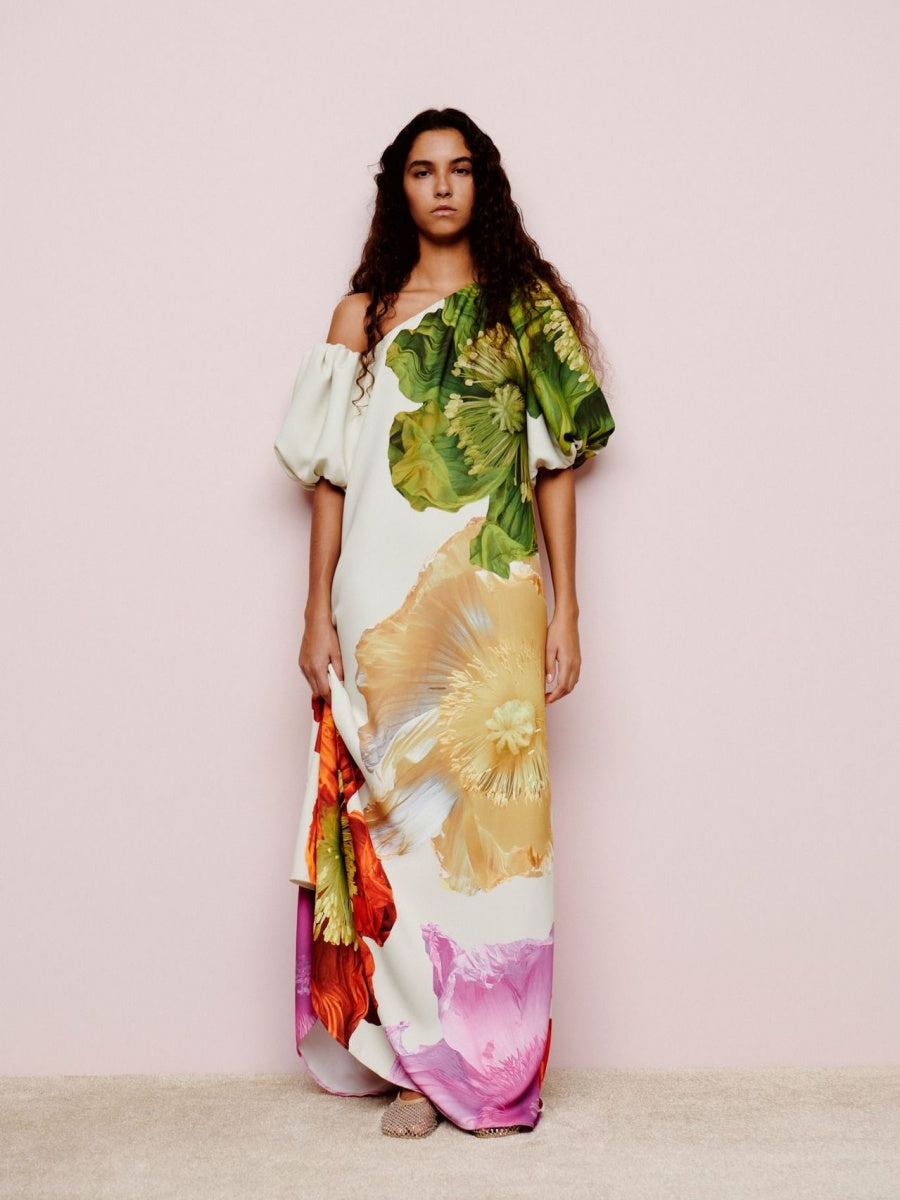 Off-shoulder Floral Print Maxi Dress For Vacation