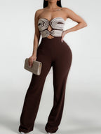 Handwoven Ribbon Strapless Backless Jumpsuits