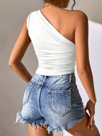 Sloping Shoulders Irregular Hem Tank Tops&Camis