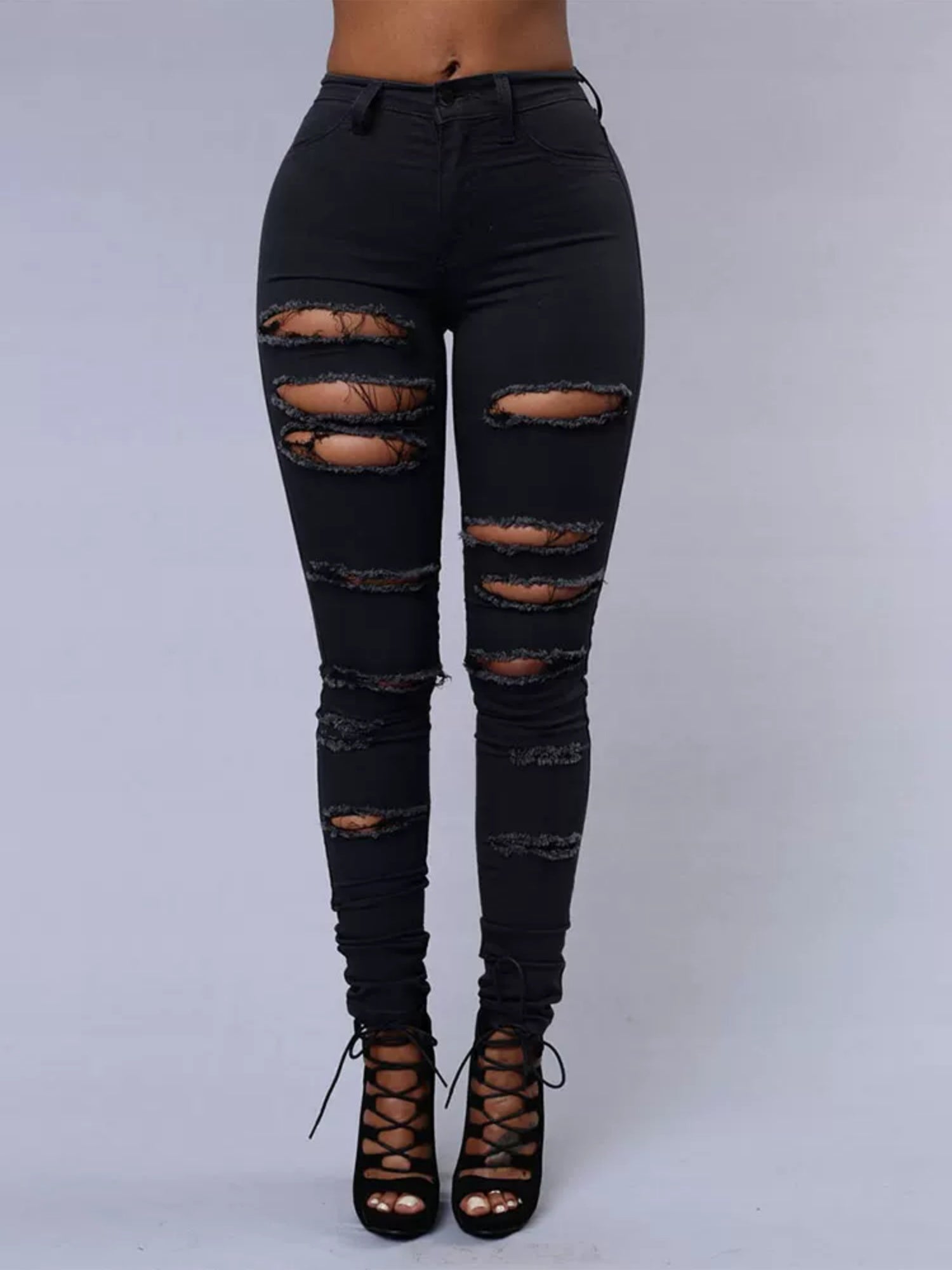 Hole Stretch Slimming Pencil Pants Jeans