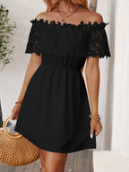 Lace Trim Off-the-shoulder And Waist-cinching Mini&Short Dresses