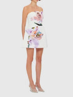 3D Floral Patchwork A-line Strapless Short Dress