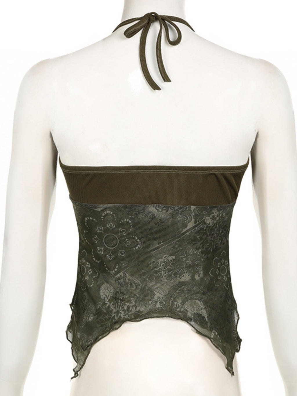 Metal Buckle Pleated Halter Neck And Backless Tank Top