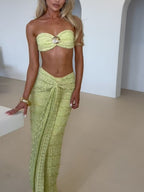 Lace Jacquard Two-piece Swimsuit Set For Vacation And Beach Leisure