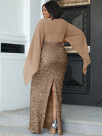 Cloak Style Chiffon Hip-hugging Formal Dress Maxi Dresses