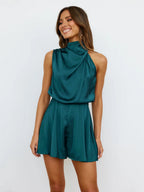 Satin Sleeveless Parties Bridesmaid Culottes Jumpsuits