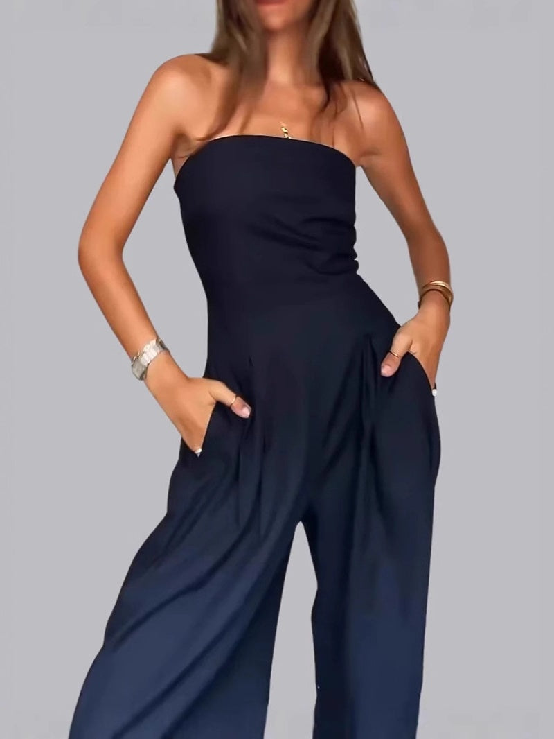 Sexy Slim-fitting Wrap-style Long Jumpsuit