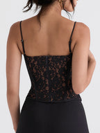 Lace See-through Fishbone Shaping Strapless Vest