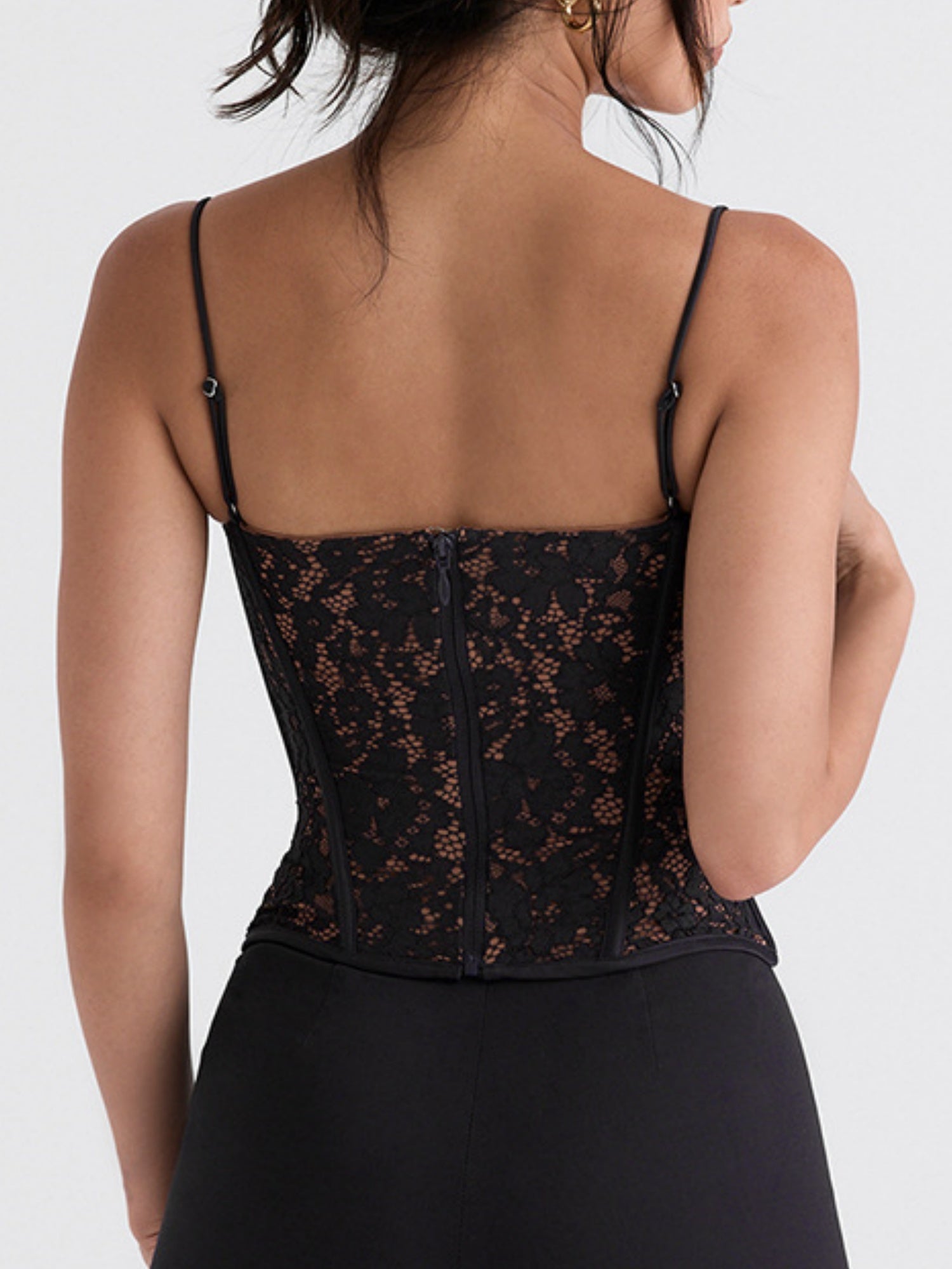 Lace See-through Fishbone Shaping Strapless Vest
