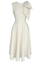 Crewneck Sleeveless Bow Shoulder Swing Midi Dress