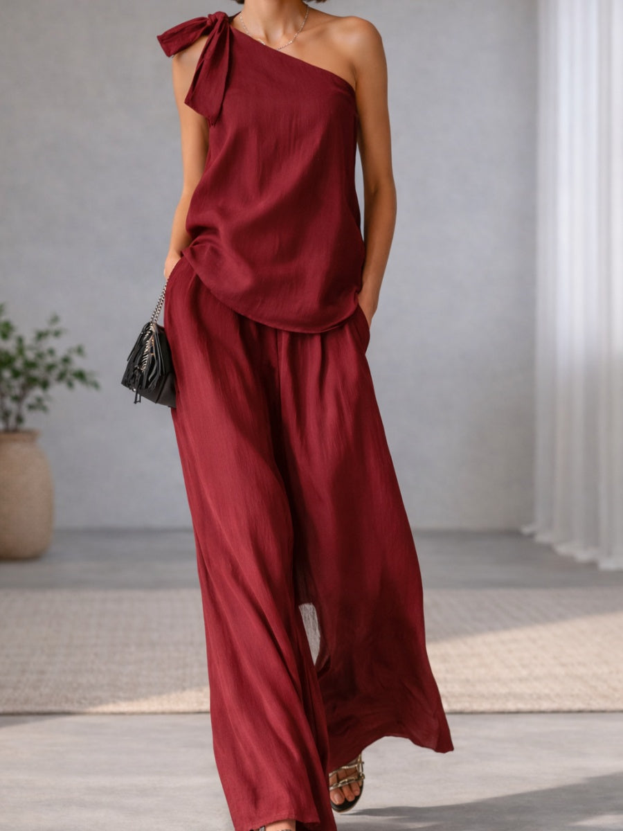 Bandage Jacket Wide-leg Pants Set 2-piece Sets