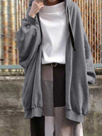 Zipper Long Fleece Lined Coat Hoodies