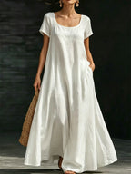 Solid Color Midi Dress