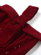 Sequins Backless Strapless Top Bow Zipper Mini&Short Dresses