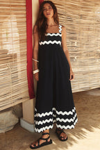Scalloped Ric Rac Trim Sleeveless A-Line Maxi Dress