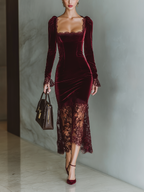 | Burgundy Velvet Maxi Dress