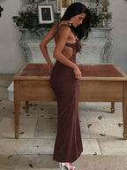 Pleated Bandage Slim-fit Hip-hugging Sexy Maxi Dresses