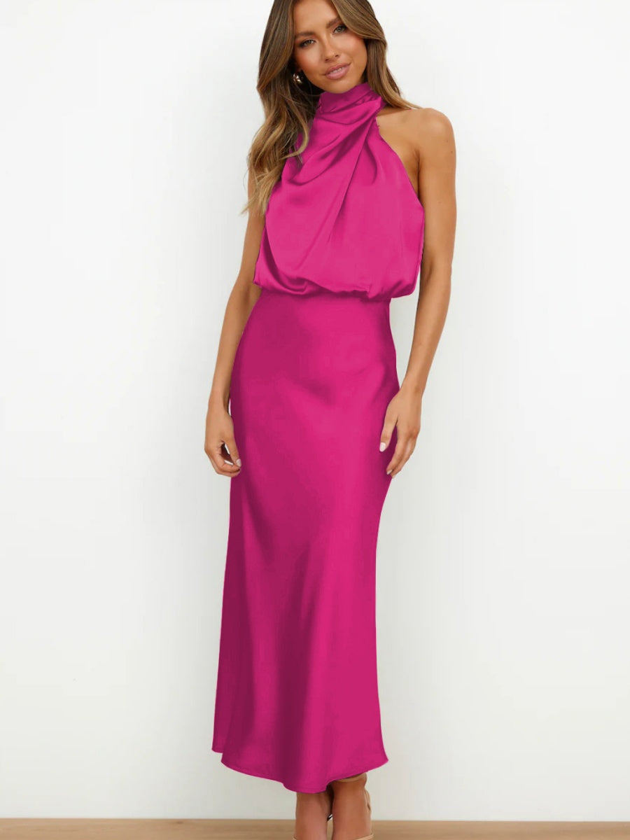 Satin Sleeveless Parties Bridesmaid Midi Dresses