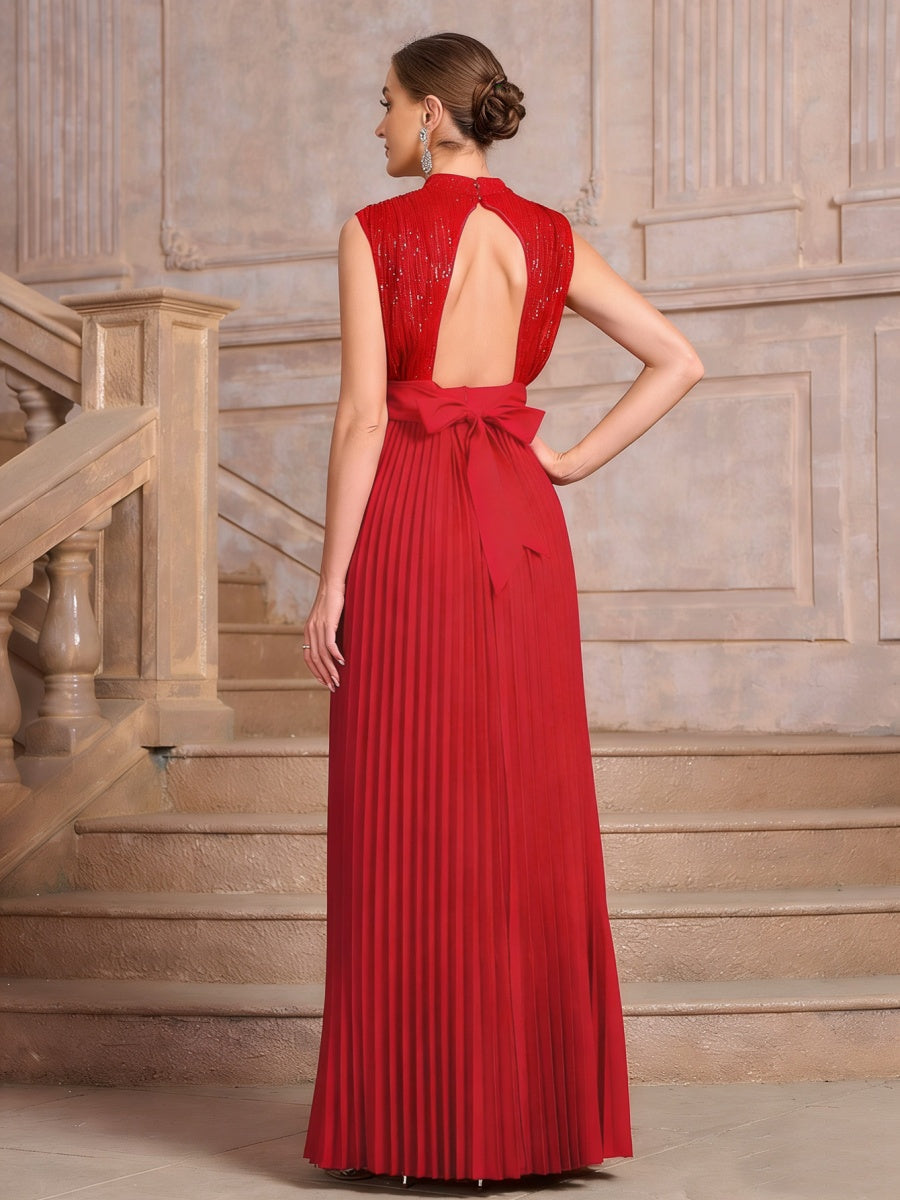 Sequins Crimp Banquet Formal Dress Party Wedding Backless Maxi Dresses
