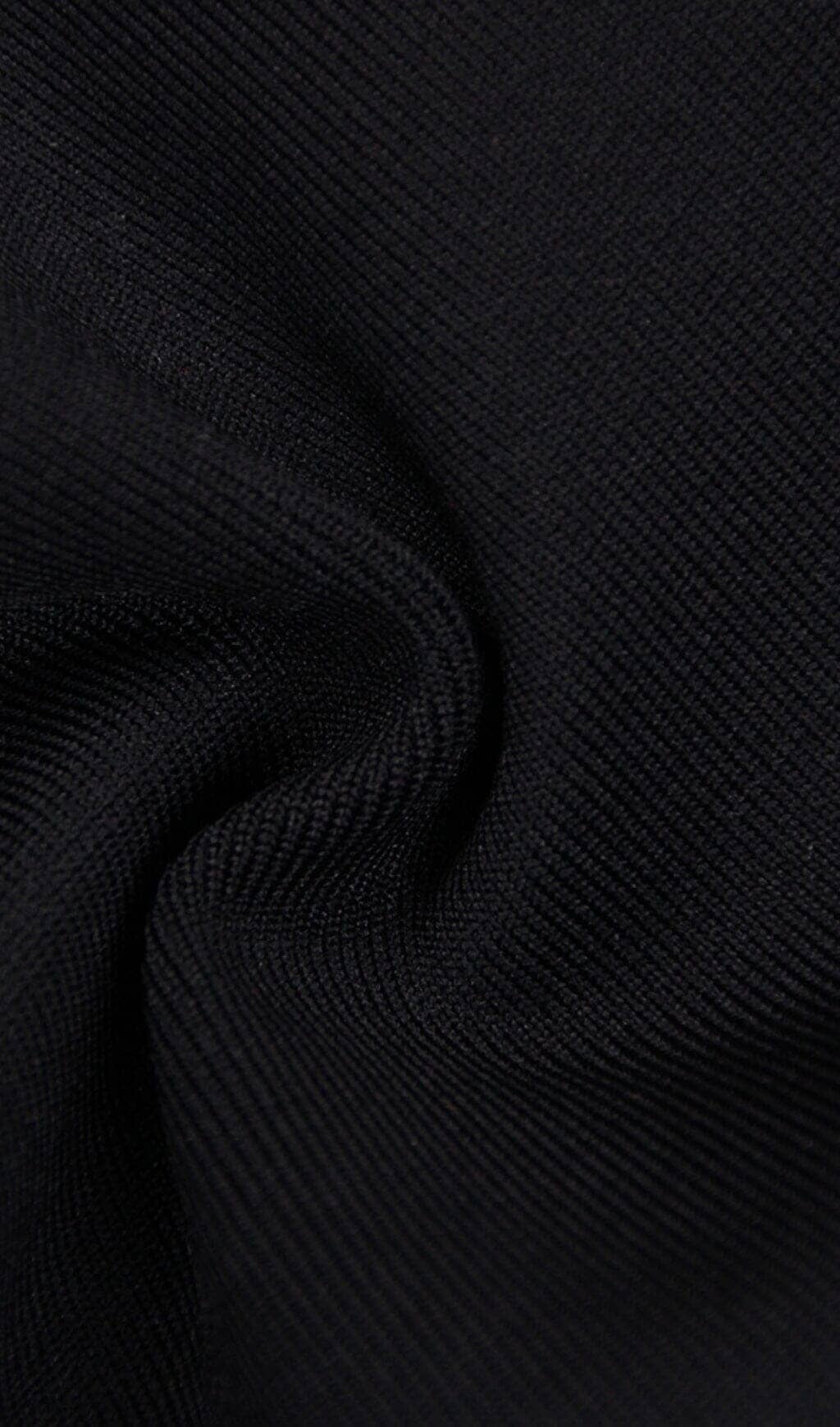 Stretch Long Sleeves Feather Mini Dress in Black