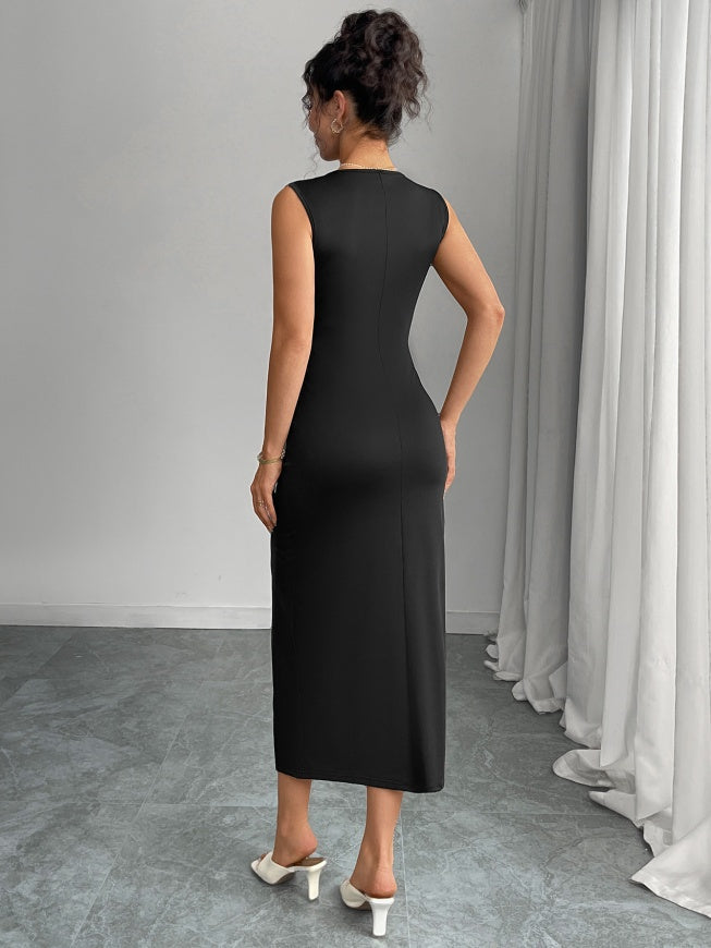 Bow Slit Sleeveless Maxi Dresses
