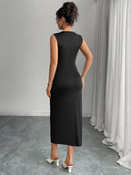 Bow Slit Sleeveless Maxi Dresses