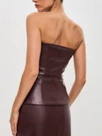 PU Leather Single-breasted Strapless