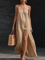Simple Solid Color Patchwork Dress