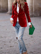 Velvet Single Breasted Blazer