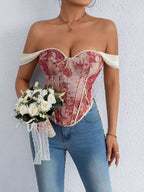 Jacquard Bandeau Top Tie Fish Bones Strapless Bra