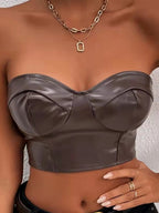 PU Glossy Patent Leather Cropped Tube Top