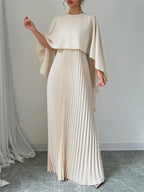 Cloak Batwing Sleeves Crimp Temperament Grace Maxi Dresses