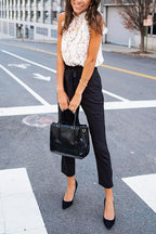 Mockneck Sleeveless Sweet Floral Lace Top