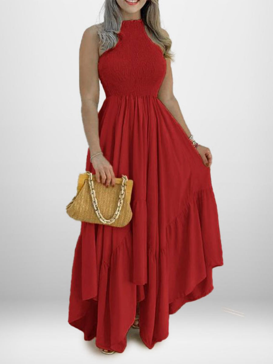 Halter Sleeveless Irregular Hem Temperament Vacation Parties Maxi Dresses